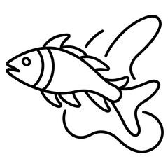 A fish made of neon light trails line art vector illustration 