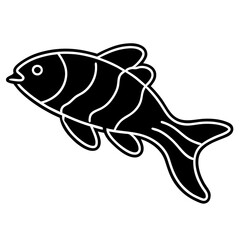A fish made of neon light trails line art vector illustration 