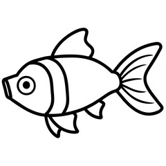 A fish wearing vr goggles  line art vector illustration 
