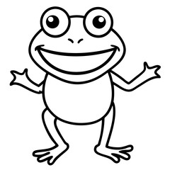 A frog making a sassy whatever expression line art vector illustration 