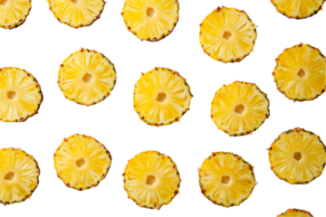 Pineapple Slices Pattern on Transparent Background, PNG