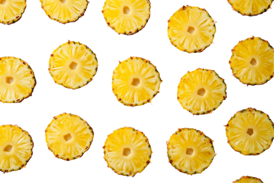 Pineapple Slices Pattern on Transparent Background, PNG