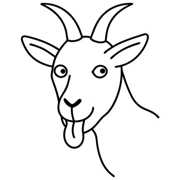 recommend clip art: A goat sticking out it's tongue with crossed eyes  line art vector illustration 