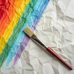Fototapeta premium color array with brush and crumpled paper
