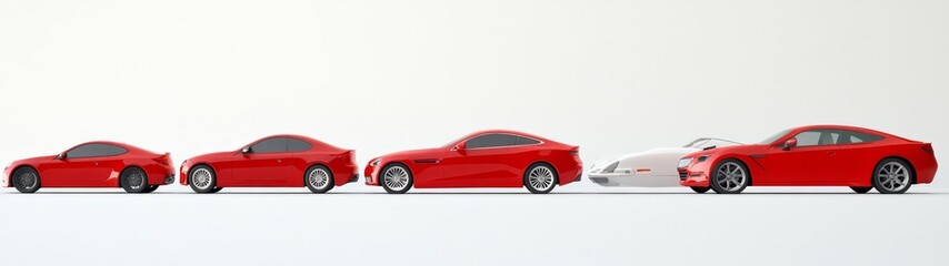 Collection of Red Cars Showcasing Evolution of Automotive Design