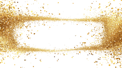 Golden sparkles create a vibrant burst on a white background during a festive celebration or party event