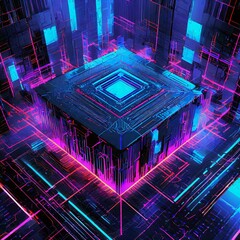 digital and abstract vision of the city space of the future