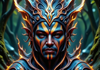 Neon Tribal Shaman &ndash; Futuristic Ancestral Portrait
