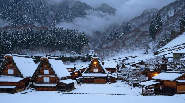 Shirakawa-go in Winter: A Traditional Japanese Village Covered in Snow