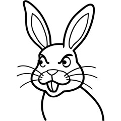 A rabbit pulling a face line art vector illustration 