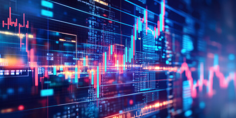 A mesmerizing futuristic AI-powered high-frequency trading platform, featuring glowing cybernetic predictive analytics pathways, pulsating holographic algorithmic stock exchange grids, and swirling