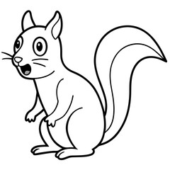 A squirrel looking shocked with it's mouth wide open line art vector illustration 