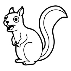 A squirrel looking shocked with it's mouth wide open line art vector illustration 