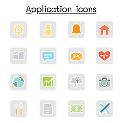 Application icon set in thin line style