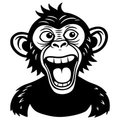 Obraz premium Monkey making a silly face silhouette vector illustration 