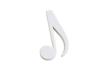 Decorative musical note symbol in white displays artistic flair and creativity for various design themes