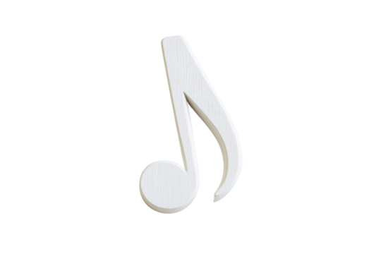 Decorative musical note symbol in white displays artistic flair and creativity for various design themes