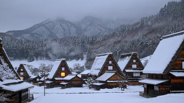 Shirakawa-go in Winter: A Traditional Japanese Village Covered in Snow