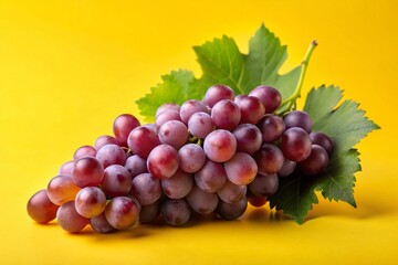 Fototapeta premium Bunch of Grapes on Yellow Background 