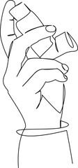 One continuous single drawing line art flat doodle disease, asthmatic, hand, medicine, allergy, asthma, inhaler. Isolated image hand draw contour on a white background, hand drawn, not AI