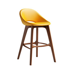 Modern Yellow Barstool with Wooden Legs