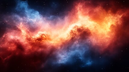 Cosmic Nebula Red And Blue Swirling Cloudscape