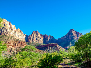 scenic mountains in the valley at  Zion National Park