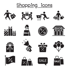 Shopping, Black Friday, Cyber Monday icon set in thin line style