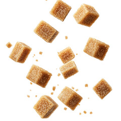 Brown sugar cubes on transparent background