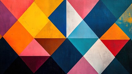 Abstract geometric pattern with overlapping triangles and vibrant colors, modern and minimalistic 