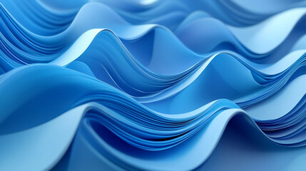 Fototapeta premium Abstract blue wave pattern smooth elegant design background 3d sea art soft curve lines ocean water