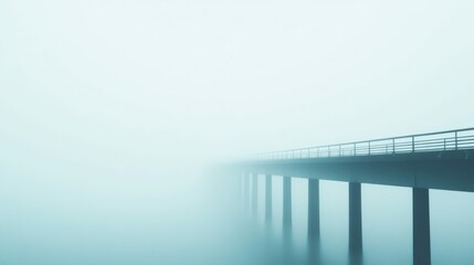 A scenic photo of a bridge leading into the fog, symbolic of mystery and adventure,