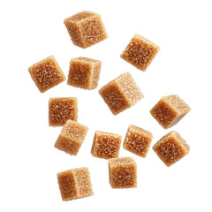 Brown sugar cubes on transparent background