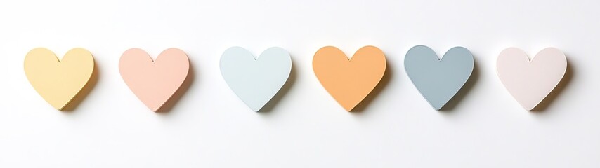 Obraz premium Colorful Heart Shapes on White Background for Creative Designs