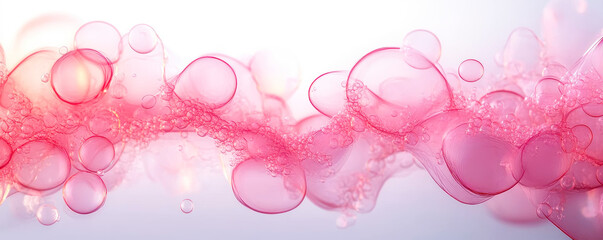 Abstract Rose Colored Fluid Dynamics with Bubbles Flowing in a Dreamlike Pattern Against a Light Background