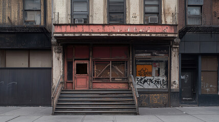 Broken railings, endless nostalgia, deserted storefronts, dimly lit apartments, missing signs, and distant, haunting voices.