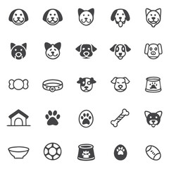 dog head icon set