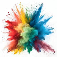 explosion of colored powder on a white background