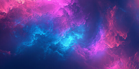 Fototapeta premium A visually stunning abstract background with a vibrant explosion of radiant neon hues, dynamically blending into a soft gradient of electric blues and purples. The high-tech, futuristic design creates
