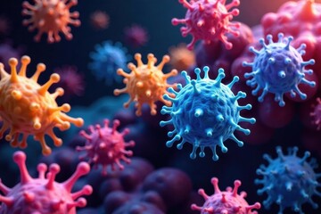 Fototapeta premium High magnification image showing diverse cellular structures , microscopy technique, microbes