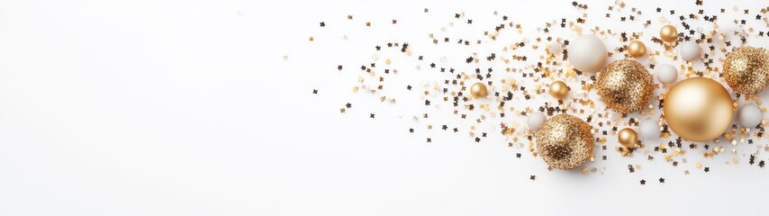 Elegant Gold and White Christmas Decor with Glitter and Ornaments