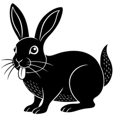 Rabbit sticking out its tongue silhouette vector illustration
