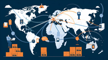 Complex global value chains that span national boundaries and link producers, suppliers, and distributors are a conceptual representation of global supply chains and trade.