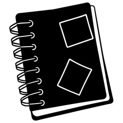 Stack of notebooks with a pen silhouette vector illustration 