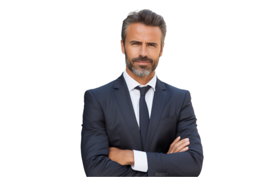 Confident Corporate Leader Isolated on Transparent Background