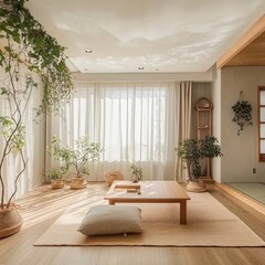 A bright and modern room decorated with plants and plants