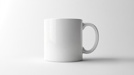 Obraz premium Simple white mug mockup, high-resolution, isolated on a solid white background