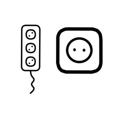 Vector illustration of a power plug. Electric socket outline concept. 