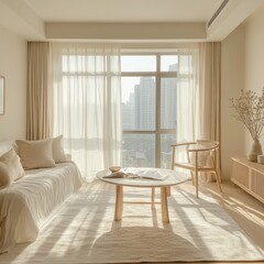 Fototapeta premium A modern interior setting showing a living room space