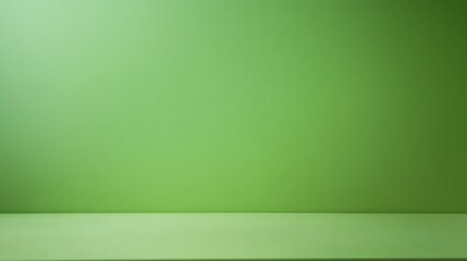 Photo of a solid green background for product display with empty space at the top. Web banner with copy space on the right